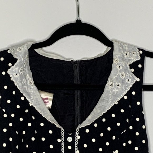 Candi Jones Calif Polka Dot Dress Womans Sz 11 Sleeveless Black & White Vintage - Picture 6 of 10